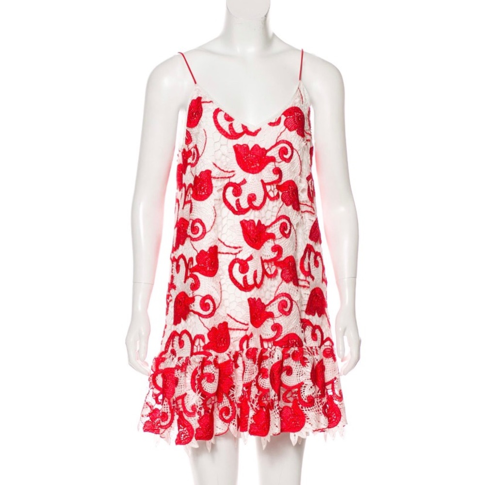 NWT Alexis Red White Floral Lace Dress